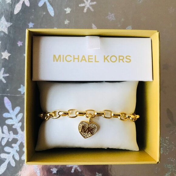 Michael Kors Chain Bracelet With Crystal heart   MSRP : $135  NWT - Picture 2 of 5